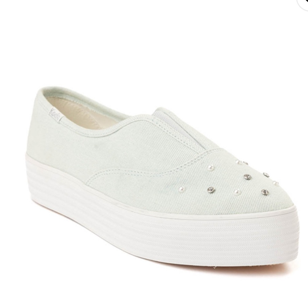 🖤BLACK FRIDAY PRICING!🖤 Keds Mint Green Slip-Ons w Pearly & Silver Studs-Sz 10